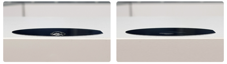 硅片氧WWW.麻豆.COM清洗前后水滴角对比