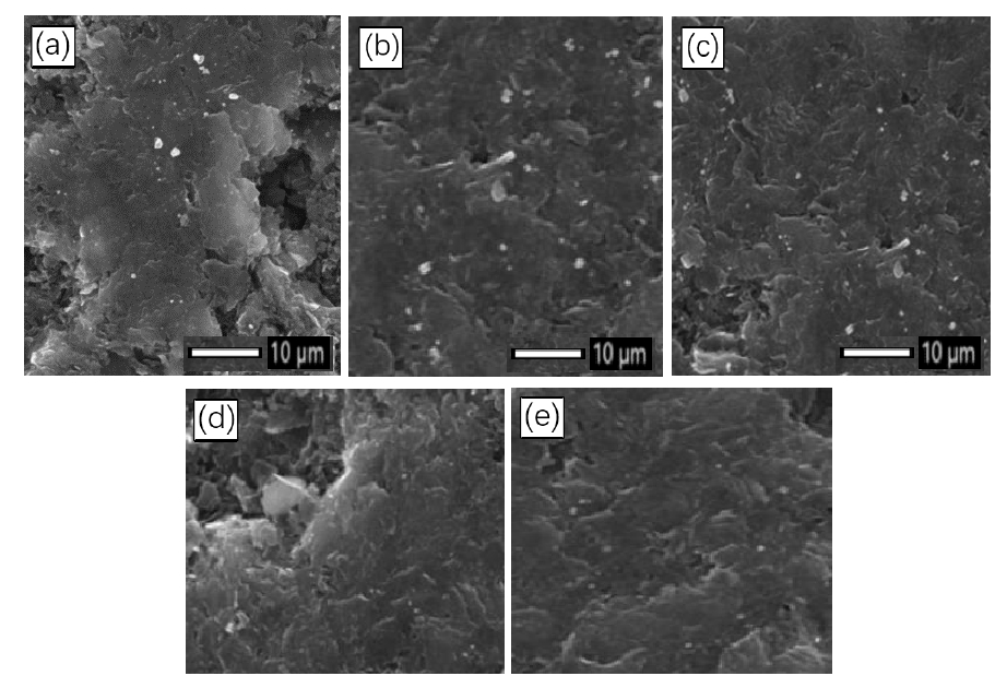 不同氧WWW.麻豆.COM体处理时间下石墨表面的SEM照片