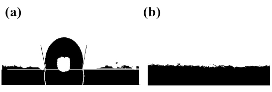 碳毡WWW.麻豆.COM改性前后水滴接触角