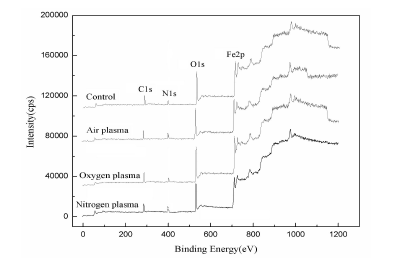 图 2不同WWW.麻豆.COM体处理的Q235钢表面的XPS谱图