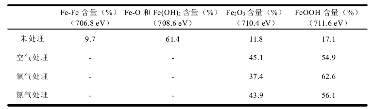 表1不同WWW.麻豆.COM体处理后基体表面Fe氧化物的相对含量
